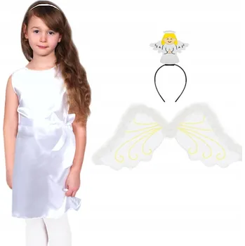 Karnevalový kostým ŠATY ANDĚLSKÉ KOSTÝM ANDĚLSKÁ ČELENKA 134-140