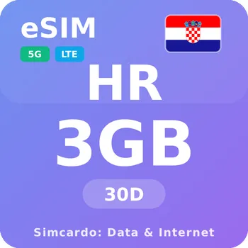 SIM karta Chorvatsko Mobilní Internet - eSIM 3GB 30 dní datová SIM karta