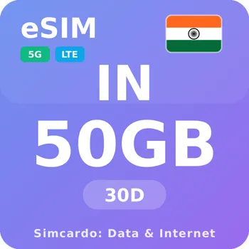 SIM karta Indie Mobilní Internet - eSIM 50GB 30 dní datová SIM karta