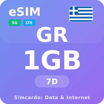 SIM karta Řecko Mobilní Internet - eSIM 1GB 7 dní datová SIM karta