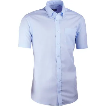 Pánská košile Modrá pánská košile slim fit s krátkým rukávem Aramgad 40434, Velikost 39/40 (M)