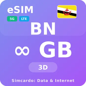 SIM karta Brunej Neomezený Mobilní Internet - eSIM 3 dní datová SIM karta