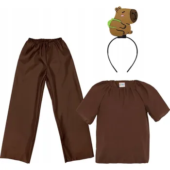 KOSTÝM KAPYBARA SADA PŘEVLEKŮ KOSTÝM ZVÍŘÁTKO HNĚDÁ 116-128 4ks