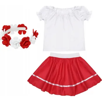 Karnevalový kostým KOSTÝM KROJ SUKNĚ VĚNEC 134-140 3 díly