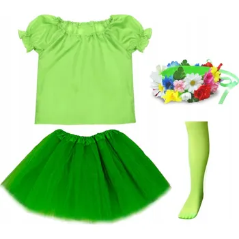 Karnevalový kostým KOSTÝM JARO KOSTÝM PANÍ JARO JARNÍ PŘEVLEK VĚNEC ZELENÝ 98-110