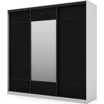 Šatní skříň Skříň eMeblast Posuvná třídveřová bílá se zrcadlem matná