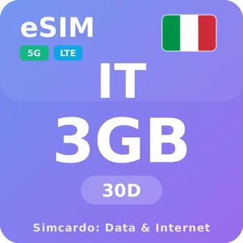 SIM karta Itálie Mobilní Internet - eSIM 3GB 30 dní datová SIM karta