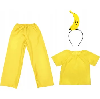 Karnevalový kostým KOSTÝM BANÁN KALHOTY ČELENKA ŽLUTÝ 134-140 4 díly