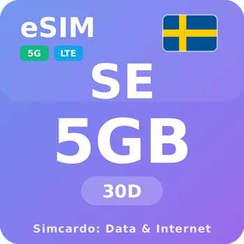 SIM karta Švédsko Mobilní Internet - eSIM 5GB 30 dní datová SIM karta