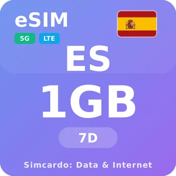 SIM karta Španělsko Mobilní Internet - eSIM 1GB 7 dní datová SIM karta