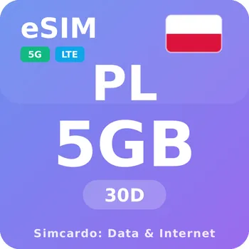 SIM karta Polsko Mobilní Internet - eSIM 5GB 30 dní datová SIM karta