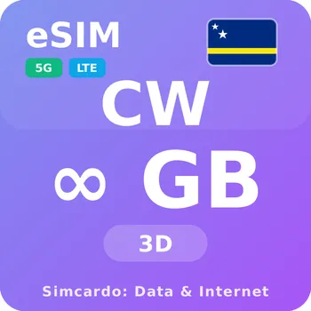 SIM karta Curaçao Neomezený Mobilní Internet - eSIM 3 dní datová SIM karta