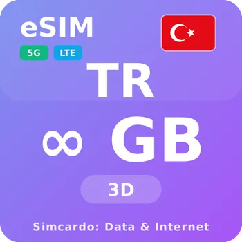 SIM karta Turecko Neomezený Mobilní Internet - eSIM 3 dní datová SIM karta (esims_ULP_3D_TO_V2)