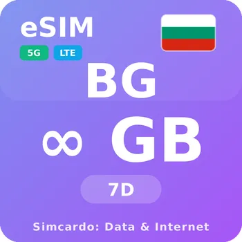 SIM karta Bulharsko Neomezený Mobilní Internet - eSIM 7 dní datová SIM karta