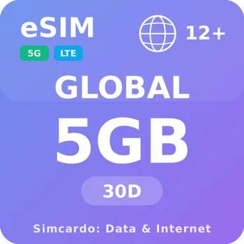 SIM karta 12 Zemí Mobilní Internet - eSIM 5GB 30 dní datová SIM karta