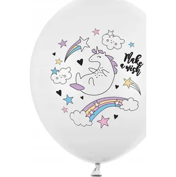 Balónek BALÓNEK PARTY DECO SILNÝ PASTELOVÝ JEDNOROŽEC S DUHOU BÍLÝ 30cm 1 Ks