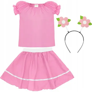 Karnevalový kostým KOSTÝM KVÍTEK ČELENKA S KVĚTINOU KOSTÝM PLES JARO LÉTO RŮŽOVÝ 98-110 3 DÍLNÝ