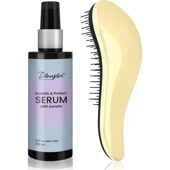 Vlasová regenerace Dtangler We Care For Your Hair Sérum Dtangler Nourish & Protect sérum na vlasy s keratinem 100 ml + kartáč na vlasy 1 ks