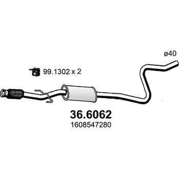 Zadní díl výfuku Střední díl výfuku ASSO 36.6062