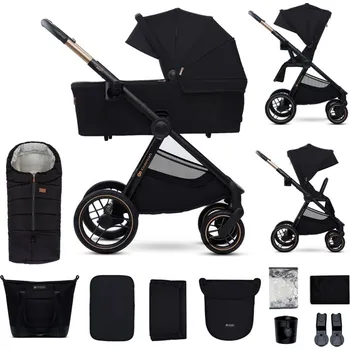 Kočárek pro psa KINDERKRAFT Kočárek kombinovaný Nea 2 2v1 Midnigth Black + Fusak3v1 Jibot Horizontal Ink Black