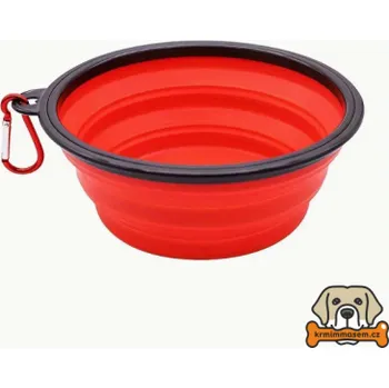 Miska pro psa Cestovní červená silikonová miska 1l KRMIMMASEM.CZ TEKM35