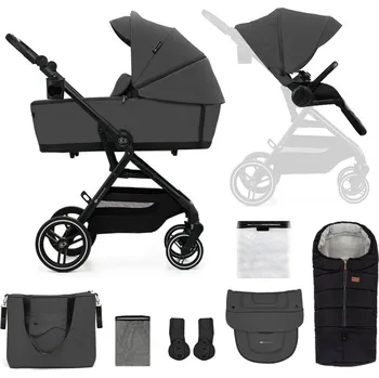 Kočárek pro psa KINDERKRAFT SELECT Kočárek kombinovaný Yoxi 2v1 Moonlight Grey + Fusak3v1 Jibot Horizontal Ink