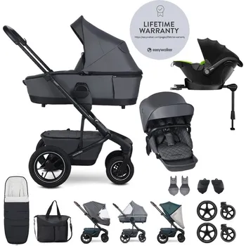Kočárek pro psa EASYWALKER Set XXL Harvey5 Air Premium Mineral Grey + KIDDY Evoluna i-size 2 + základna