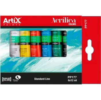 Vodová barva Akrylové barvy Artix Paints sada (6x12ml)