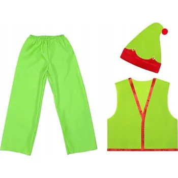 Karnevalový kostým KOSTÝM ELF KOSTÝM POMOCNÍK MIKULÁŠE SET SKŘÍTEK ZELENÝ 134-140 3 dílků