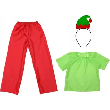 Karnevalový kostým KOSTÝM ELF ELFIK KALHOTY ČELENKA HALENKA 134-140 4e