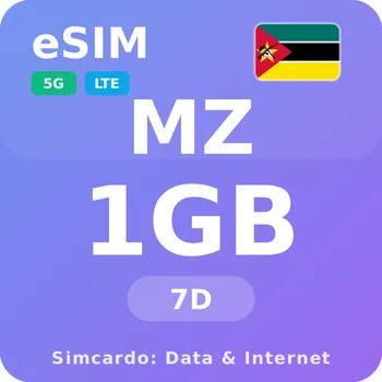 SIM karta Mosambik Mobilní Internet - eSIM 1GB 7 dní datová SIM karta