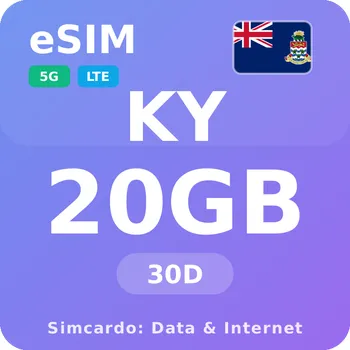 SIM karta Kajmanské ostrovy Mobilní Internet - eSIM 20GB 30 dní datová SIM karta