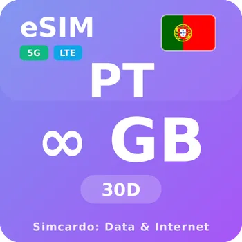 SIM karta Portugalsko Neomezený Mobilní Internet - eSIM 30 dní datová SIM karta (esims_ULP_30D_PR_V2)
