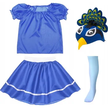 Karnevalový kostým KOSTÝM PAVÍ PÁV SUKNĚ ČEPICE 116-128 4 dílků