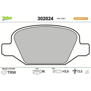 Brzdová destička Sada brzdových destiček, kotoučová brzda VALEO 302024