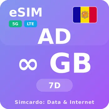 SIM karta Andorra Neomezený Mobilní Internet - eSIM 7 dní datová SIM karta (esims_ULE_5D_ZM_V2)