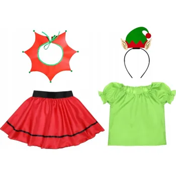 Karnevalový kostým KOSTÝM ELF ELFIK ČELENKA SUKNĚ 98-110 5el