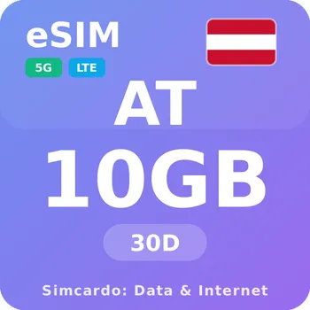 SIM karta Rakousko Mobilní Internet - eSIM 10GB 30 dní datová SIM karta