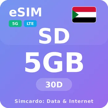 SIM karta Súdán Mobilní Internet - eSIM 5GB 30 dní datová SIM karta