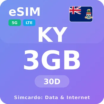 SIM karta Kajmanské ostrovy Mobilní Internet - eSIM 3GB 30 dní datová SIM karta