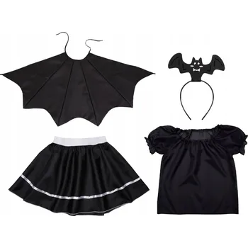 Karnevalový kostým KOSTÝM NETOPÝR KOSTÝM GACEK KOSTÝM NA HALLOWEEN UPÍR ČERNÝ 98-110 5 dílků