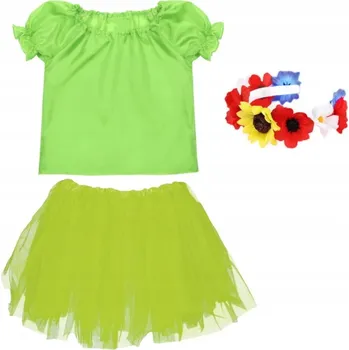 Karnevalový kostým KOSTÝM JARNÍ KOSTÝM JARNÍ SET PANÍ JARO VĚNEC ZELENÝ 98-110 3 dílků