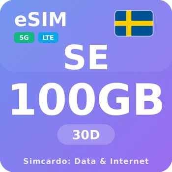 SIM karta Švédsko Mobilní Internet - eSIM 100GB 30 dní datová SIM karta