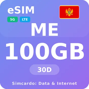 SIM karta Černá Hora Mobilní Internet - eSIM 100GB 30 dní datová SIM karta
