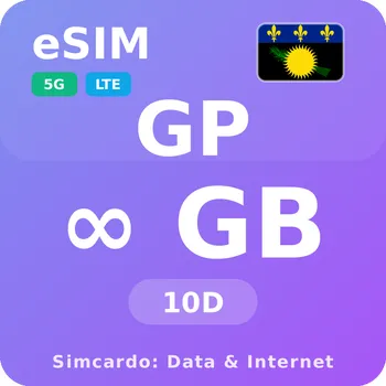 SIM karta Guadeloupe Neomezený Mobilní Internet - eSIM 10 dní datová SIM karta (esims_ULP_10D_GL_V2)