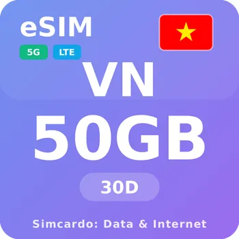 SIM karta Vietnam Mobilní Internet - eSIM 50GB 30 dní datová SIM karta