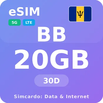 SIM karta Barbados Mobilní Internet - eSIM 20GB 30 dní datová SIM karta