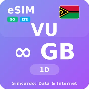 SIM karta Vanuatu Neomezený Mobilní Internet - eSIM 1 dní datová SIM karta