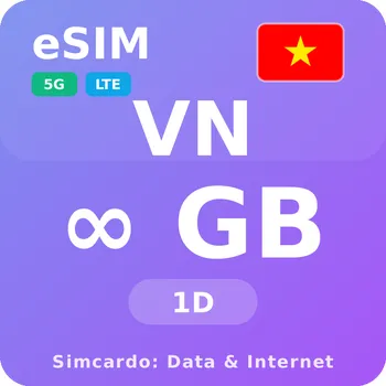 SIM karta Vietnam Neomezený Mobilní Internet - eSIM 1 dní datová SIM karta
