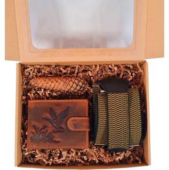 Peněženka Myslivecký dárkový set - Kožená peněženka a kšandy